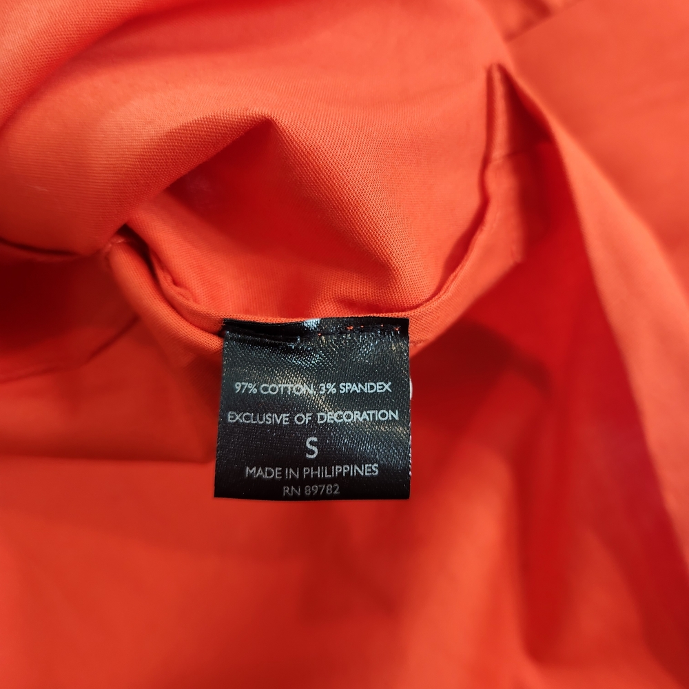Natori Women's Collared Tunic Blouse Size S Cotton Poplin Tie Front Orange 01 - Picture 8 of 16